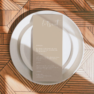 Menu de Casamento de Taupe de Tonalidade da Boêmi