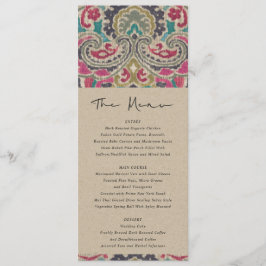 MENU DE CASAMENTO DE TEAL DO IKAT PINK TRIBAL DO K