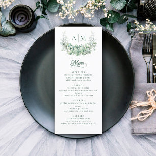 Menu de Casamento de Terra Botânica do Monograma E