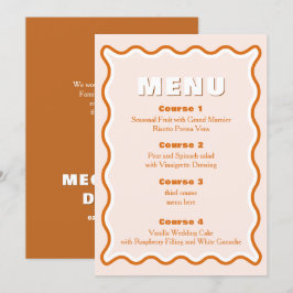 Menu de Casamento de Terracotta com Onda Retrovers