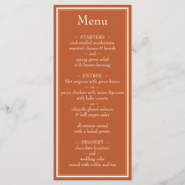 Menu de Casamento de Terracotta Minimalista Modern