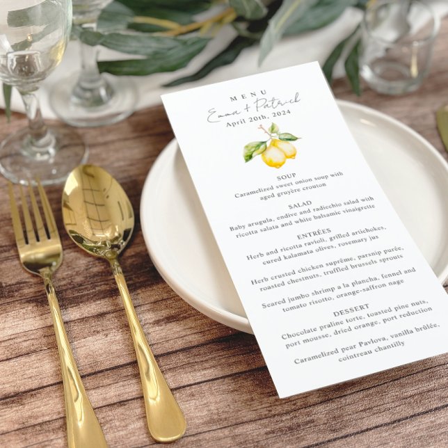 Menu de Casamento de Verão com Limão de Citros Clá (Criador carregado)