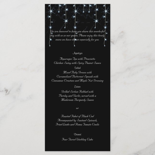 Menu de Casamento de Vineyard da Meia-Noite (Frente)