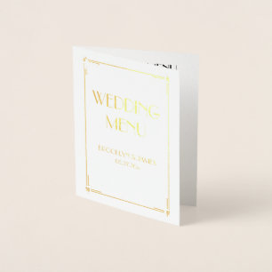 Menu de Casamento Deco de Foil Ouro Real