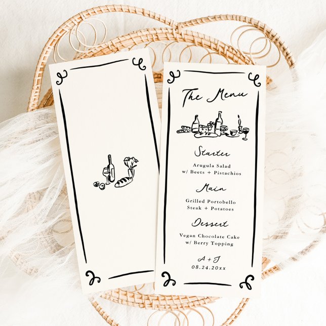 Menu de Casamento Desenho da Mão Whimsical (Criador carregado)