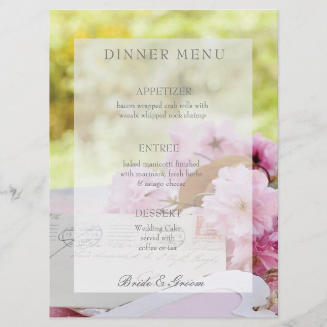 menu de casamento do amortecedor de flores de prim (Frente)
