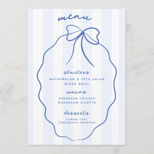 Menu de Casamento do Arco Desenho da Mão Azul