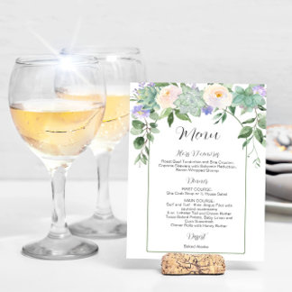 Menu de Casamento do Arco Verde com Suculentes Flo