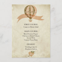 Menu de Casamento do Balão de Ar Quente Vintage