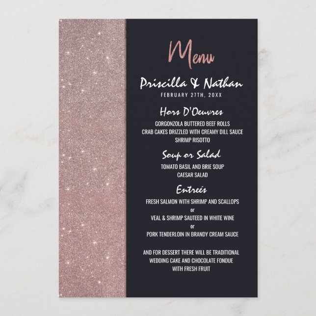 Menu de Casamento do Bloco de Cores da Glitter Dou (Frente)