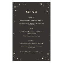 Menu de casamento do boho tarot Celestial