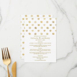 Menu de Casamento do Bolinhas Branco e Dourado Mod