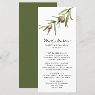 Menu de Casamento do Branch de Olive Branch de Cor