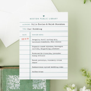 Menu de Casamento do Cartão de Saída do Livro da B