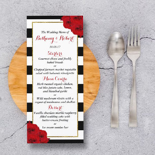 Menu de Casamento do Chic Modern Luxe Rosa vermelh