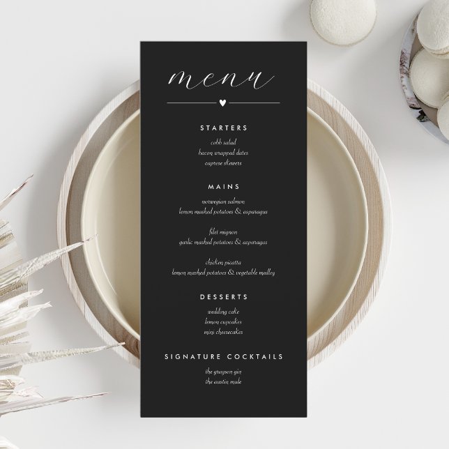 Menu de Casamento do Colorblock Moderno | Branco e (Criador carregado)