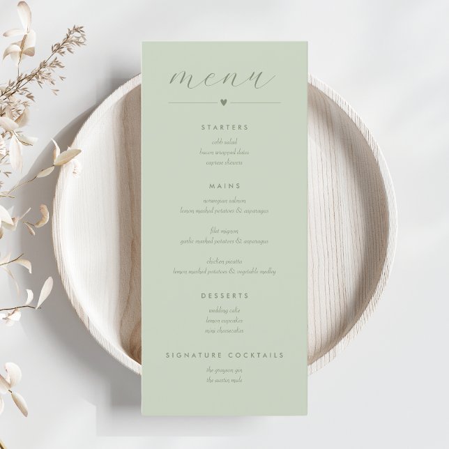 Menu de Casamento do Colorblock Moderno | Sage lev (Criador carregado)