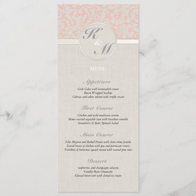 Menu de Casamento do Coral SmartElegance (Frente)