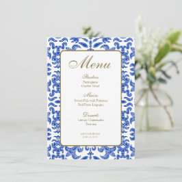 Menu de Casamento do Estilo Amalfi Azul e Branco