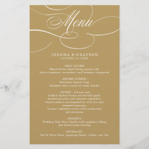 Menu de casamento do eterno ouro da caligrafia mod