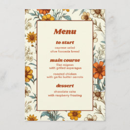 Menu de Casamento do Eterno Retro Vintage Floral 7