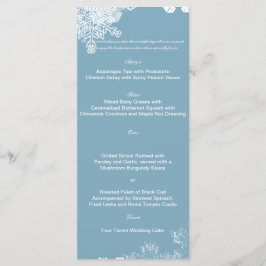 Menu de Casamento do Floco de Neve Azul e Branco