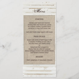 Menu de Casamento do Frame Russo Branco Burlap