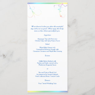 Menu de Casamento do Gay Floral Arco-Íris Elegante