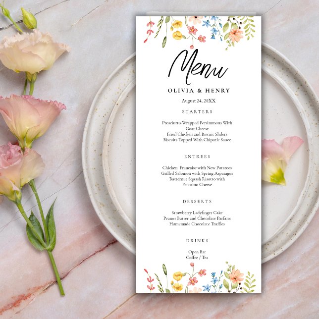 Menu de Casamento do Jardim de Flores Selvagens Co (Criador carregado)