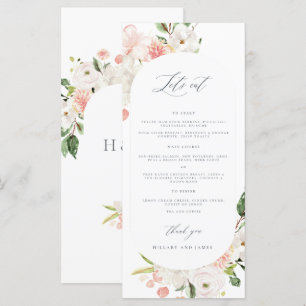 Menu de Casamento do Jardim Floral Rosa