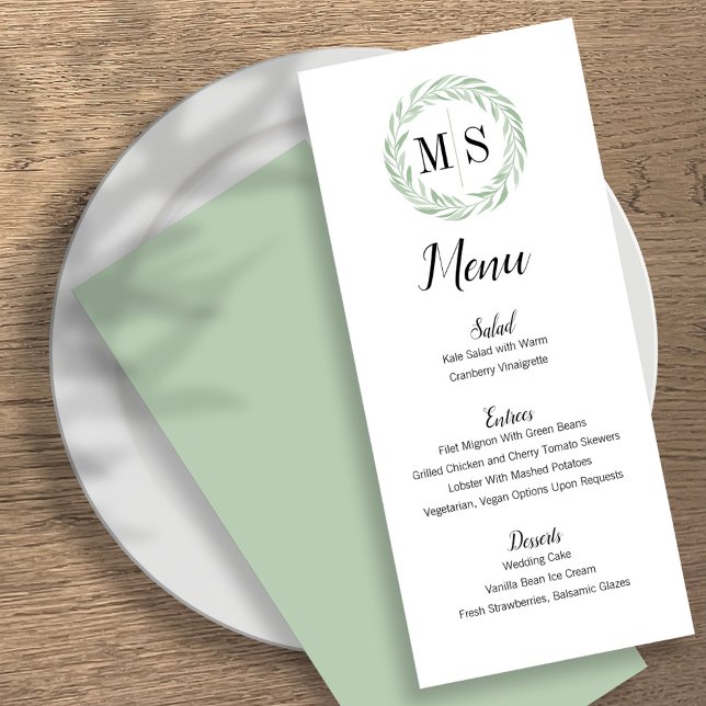 Menu de Casamento do Monograma da Terra Verde (Criador carregado)