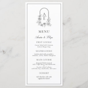 Menu de Casamento do Monograma de Paixão Clássico