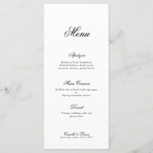 Menu de Casamento do Monograma de Script Minimalis