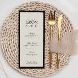 Menu de Casamento do Monograma de Script Minimalis