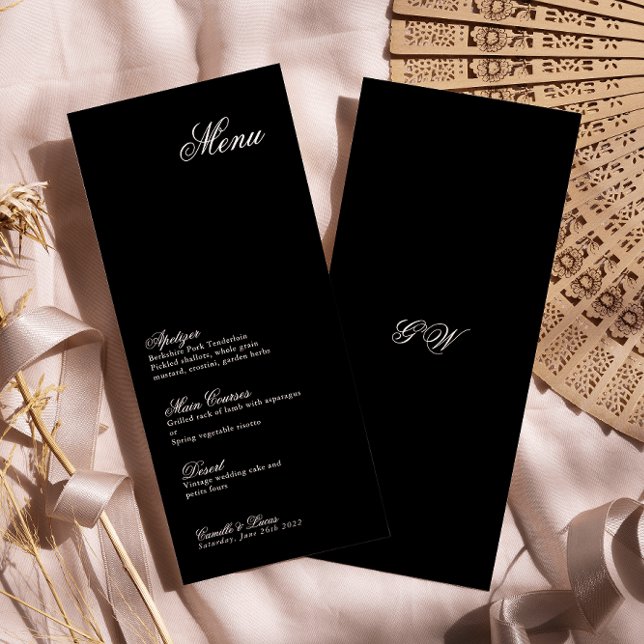 Menu de Casamento do Monograma de Script Minimalis (Criador carregado)