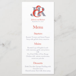 Menu de Casamento do Monograma Elegante Moderno