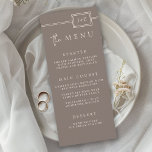 Menu de Casamento do Monograma Minimalista Moderno<br><div class="desc">O elegante menu de casamento é parte de uma coleção coordenada de casamento que inclui as iniciais da noiva e do monograma do noivo, enquadradas em dupla linha no topo da design. Ele tem um traçado minimalista elegante e uma tipografia elegante, definindo o tom perfeito para sua celebração. Totalmente personalizável...</div>