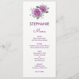 Menu de Casamento do Nome do Convidado de Rosa d'