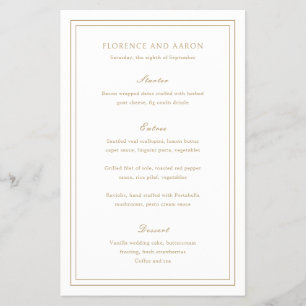 Menu de Casamento do Orçamento do Eterno Dourado T