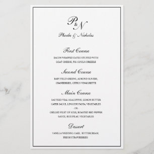 Menu de Casamento do Orçamento do Monograma Branc