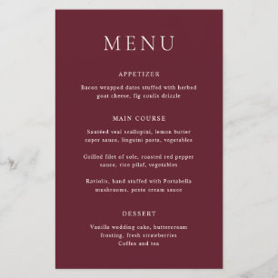 Menu de Casamento do Orçamento Elegante Clássico B