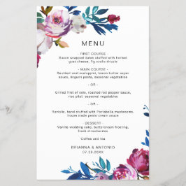 Menu de Casamento do Orçamento Moderno Floral Bril