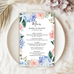 Menu de Casamento do Pastel Cor-de-Rosa Rosa Dusty