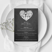 Menu de Casamento do Quadro de Árvore Coração