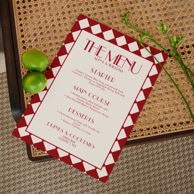 Menu de Casamento do Quadro de Verificação Retro F (Criador carregado)