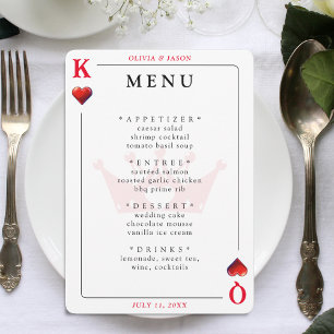 Menu de Casamento do Rei e Rainha dos Corações