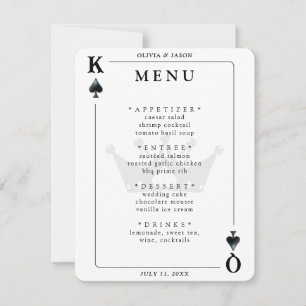 Menu de Casamento do Rei e Rainha dos Espadas