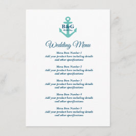 menu de casamento do rico com o logotipo da âncora