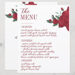 Menu de Casamento do Rosa vermelha Boho