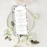 Menu de Casamento do Toile Floral Preto e Branco<br><div class="desc">Menu de Casamento do Toile Floral Negro e Branco Antiquado. Clique em "personalizar mais" para ajustar o layout.</div>